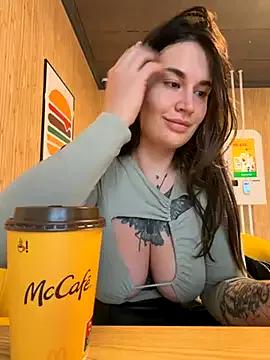 TattooGirlAlia — Boobs out in the macdonalds